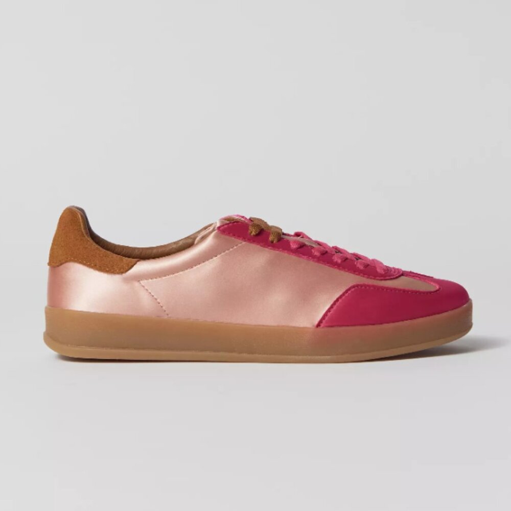 PLAY by JEFFERY CAMPBELL I Pink & Brown Satin & Suede "Keyes" Sneakers Shoes, 8 - Picture 5 of 16